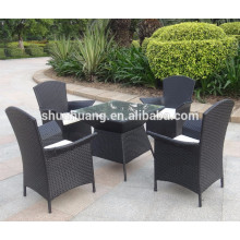 latest design PE rattan wicker dining chair sets armrest chair